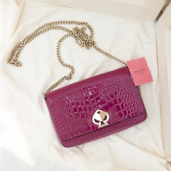 Kate Spade Romy Croc-Embossed Chain Wallet - Picture 2 of 7